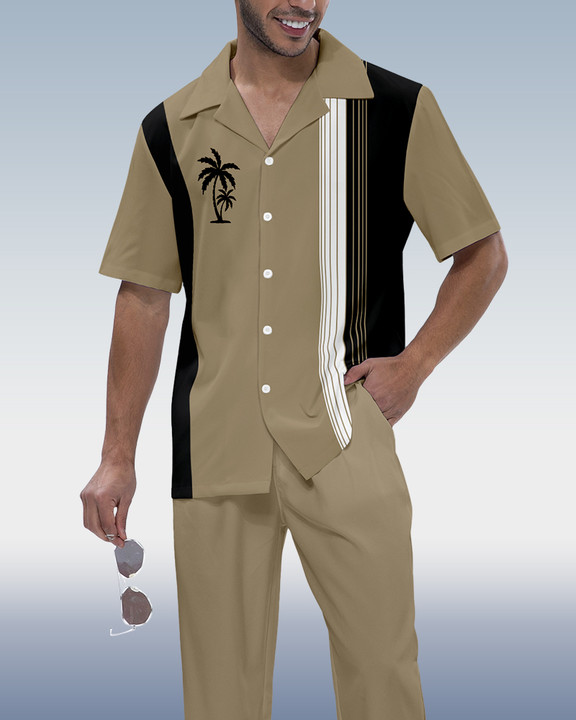 Rianmond Colorblock Coco estampado de manga corta Walking Suit 517 para hombre