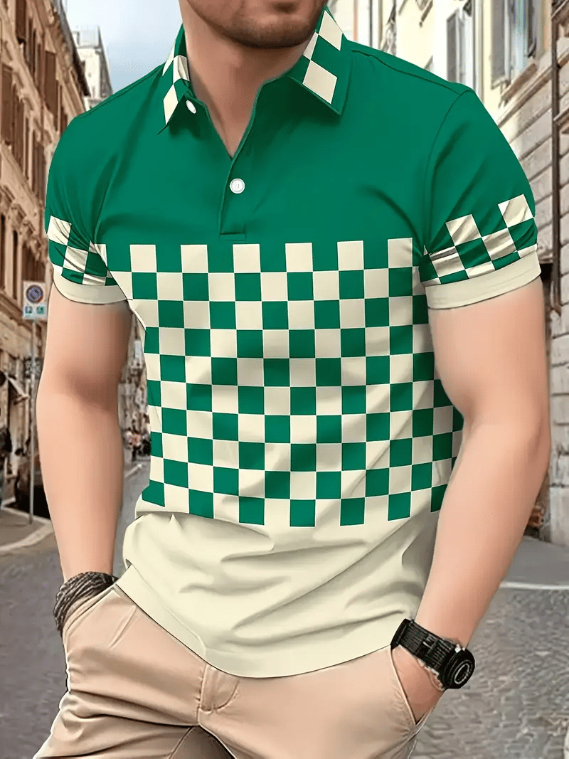 Camisa polo clásico ejecutivo Logo Button de manga corta para hombre