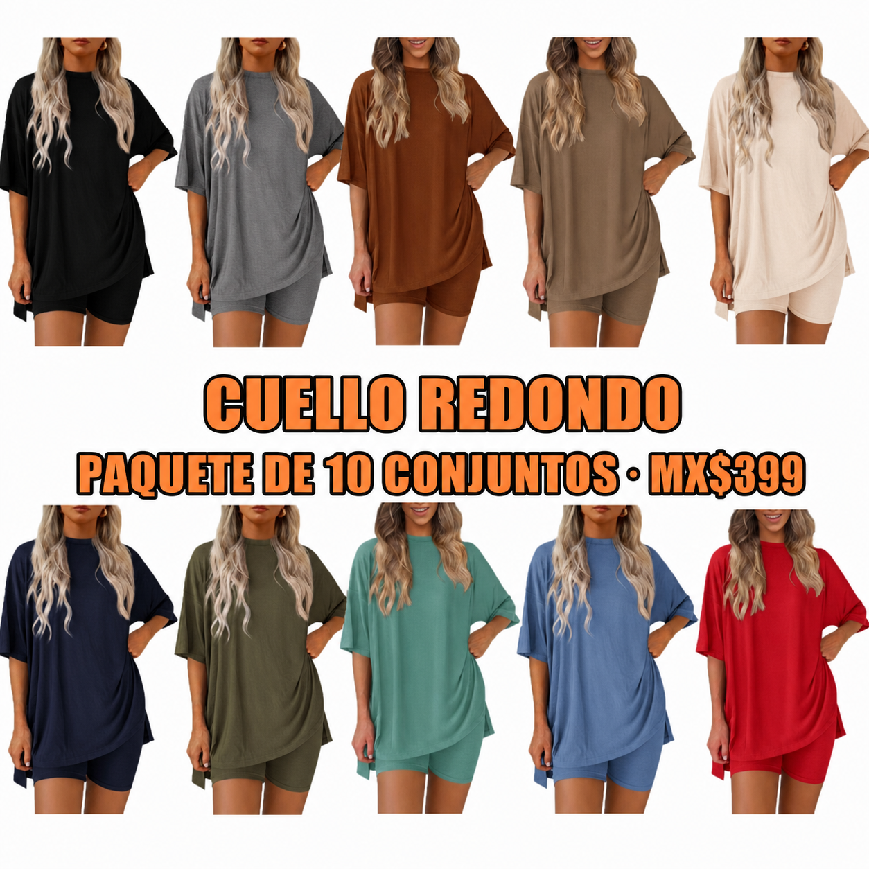 Conjunto oversize de sudadera y short ciclista para mujer · vista 11