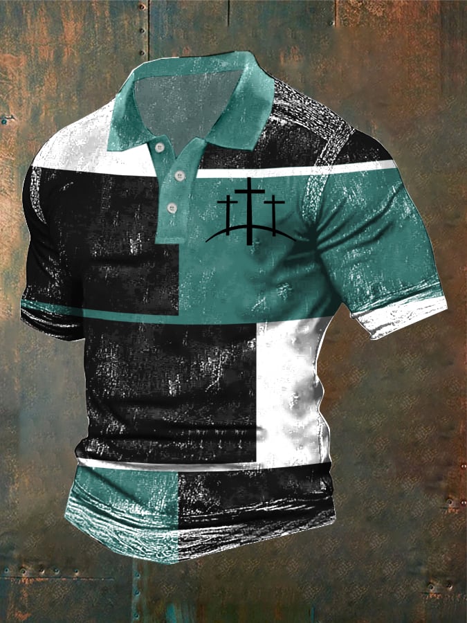 Casual retro Contrast Color Faith Polo para hombre