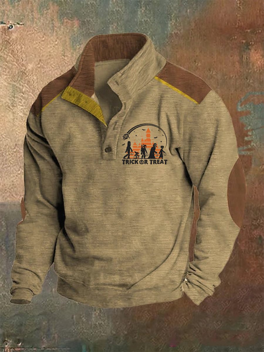 Sudadera retro Polo Neck Button para hombre
