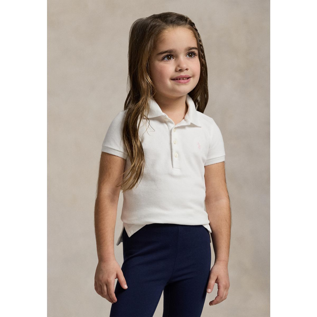 Girls 2-6x Stretch Cotton Mesh Polo Shirt - 5