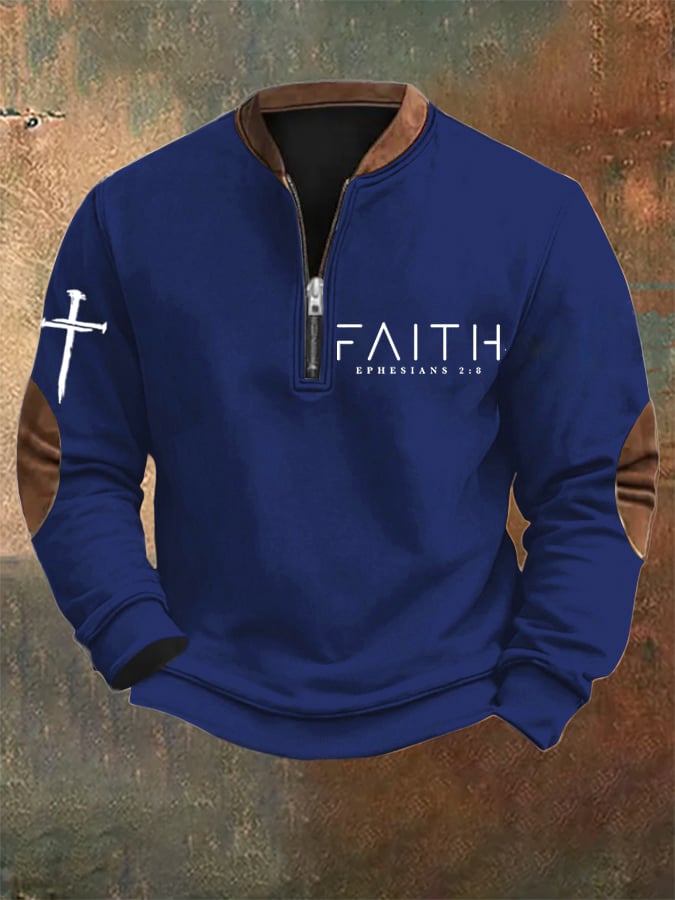 Sudadera Faith estampado Zip cuello para hombre