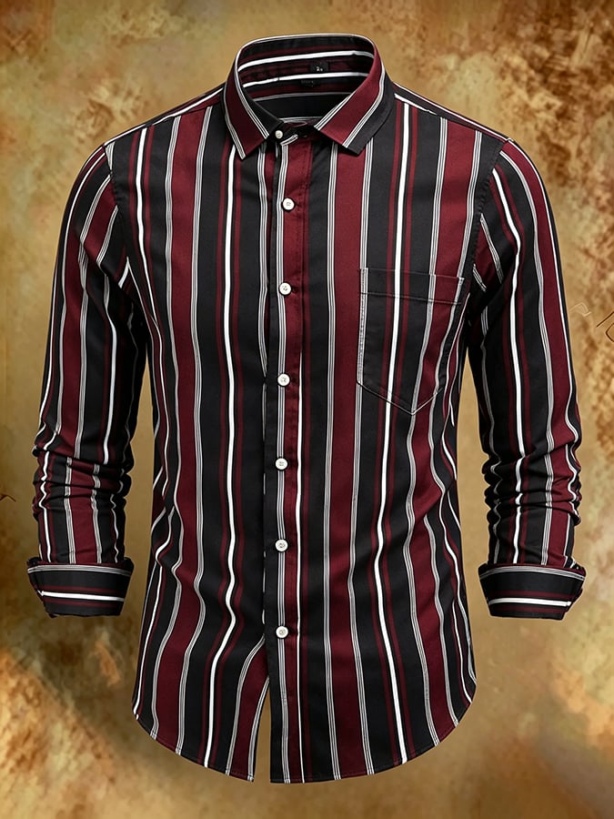Camisa retro Abstract Art estampado Comfortable ejecutivo Style para hombre