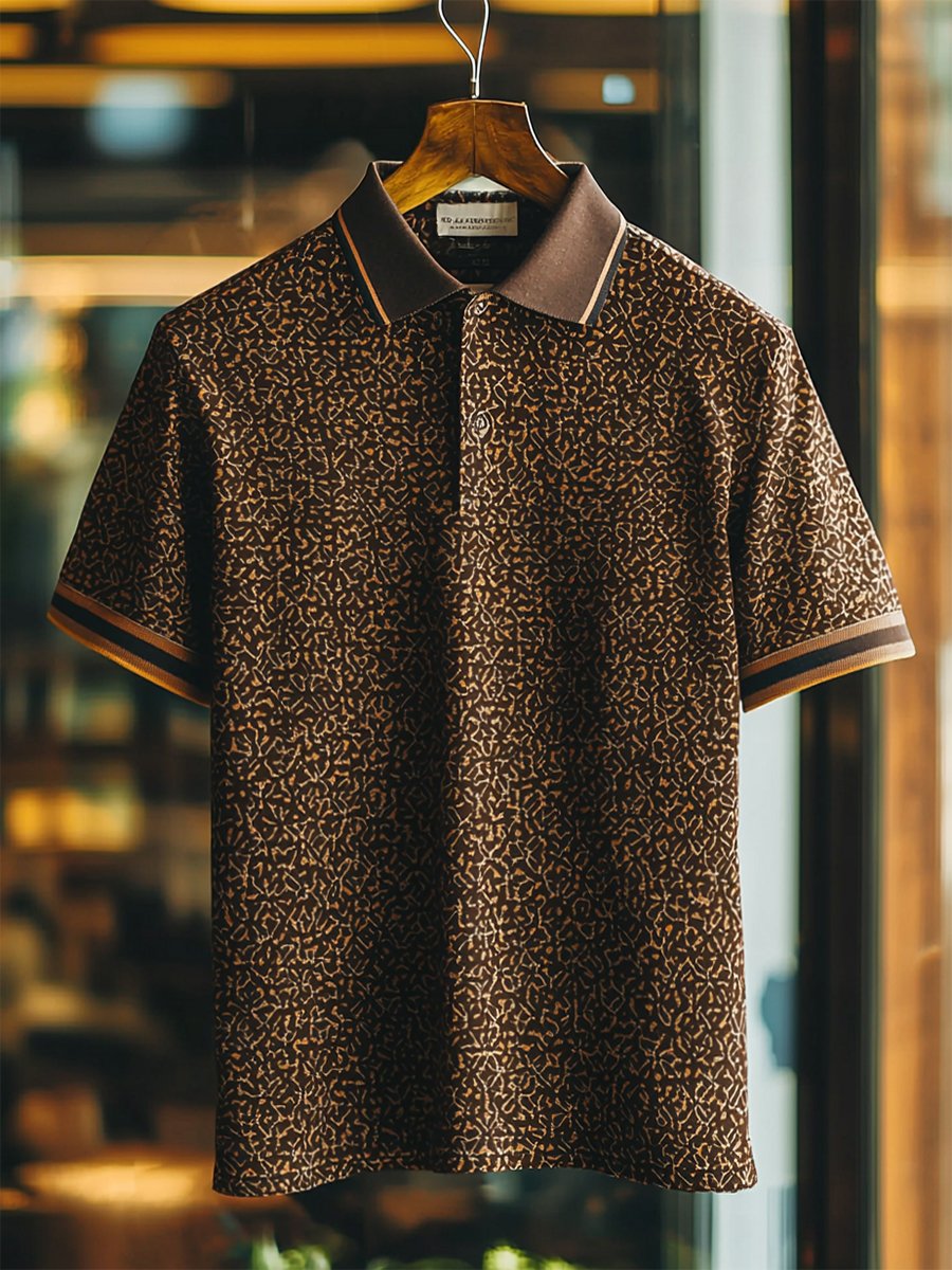 para hombre casual ejecutivo Camouflage Button de manga corta camisa polo