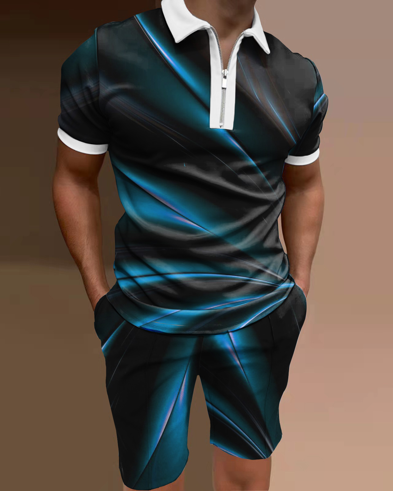 Conjunto de dos piezas camisa polo gradient estampado para hombre