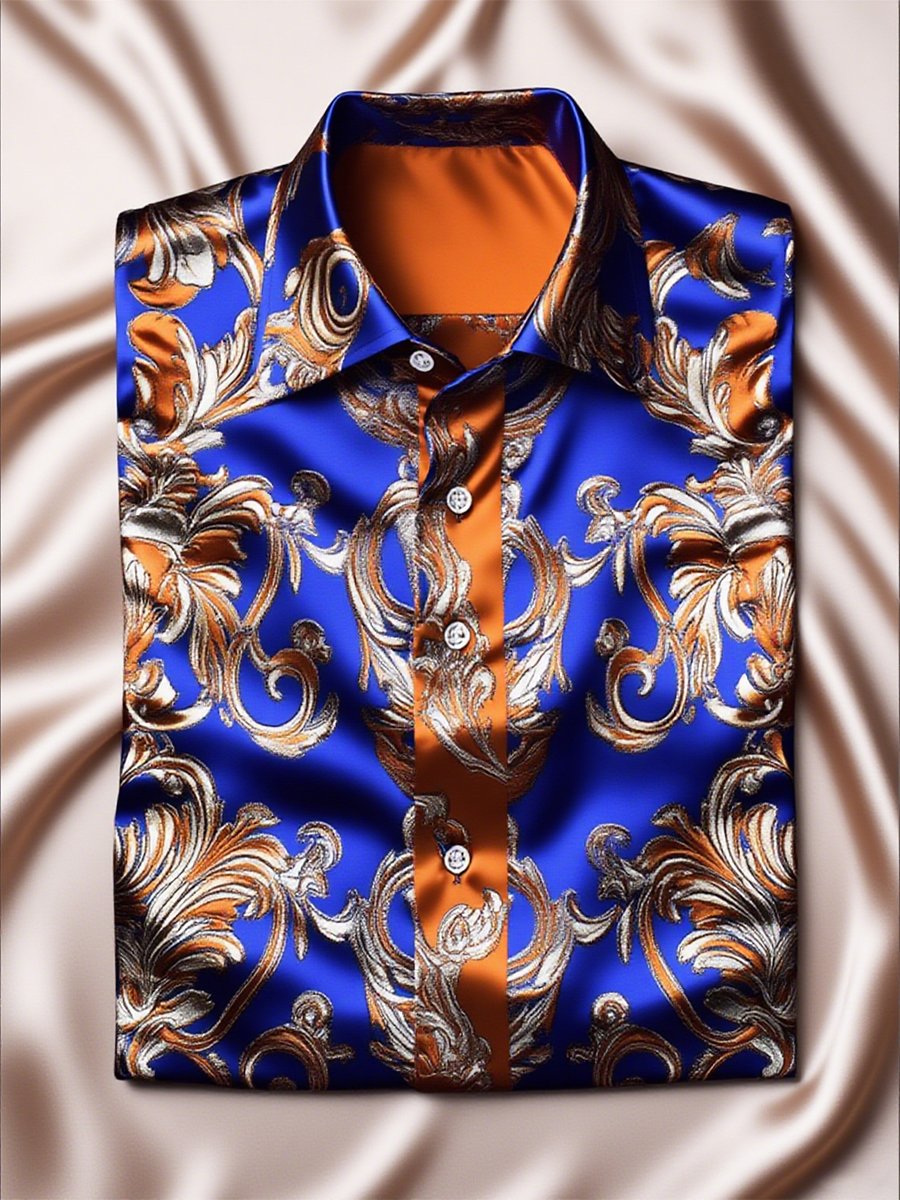 Camisa satén Luxe de manga larga con botones para hombre