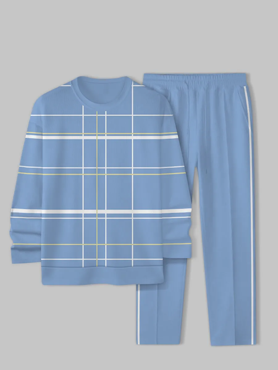 Simple Colorblock Round Neck casual Sports Set 0125 para hombre