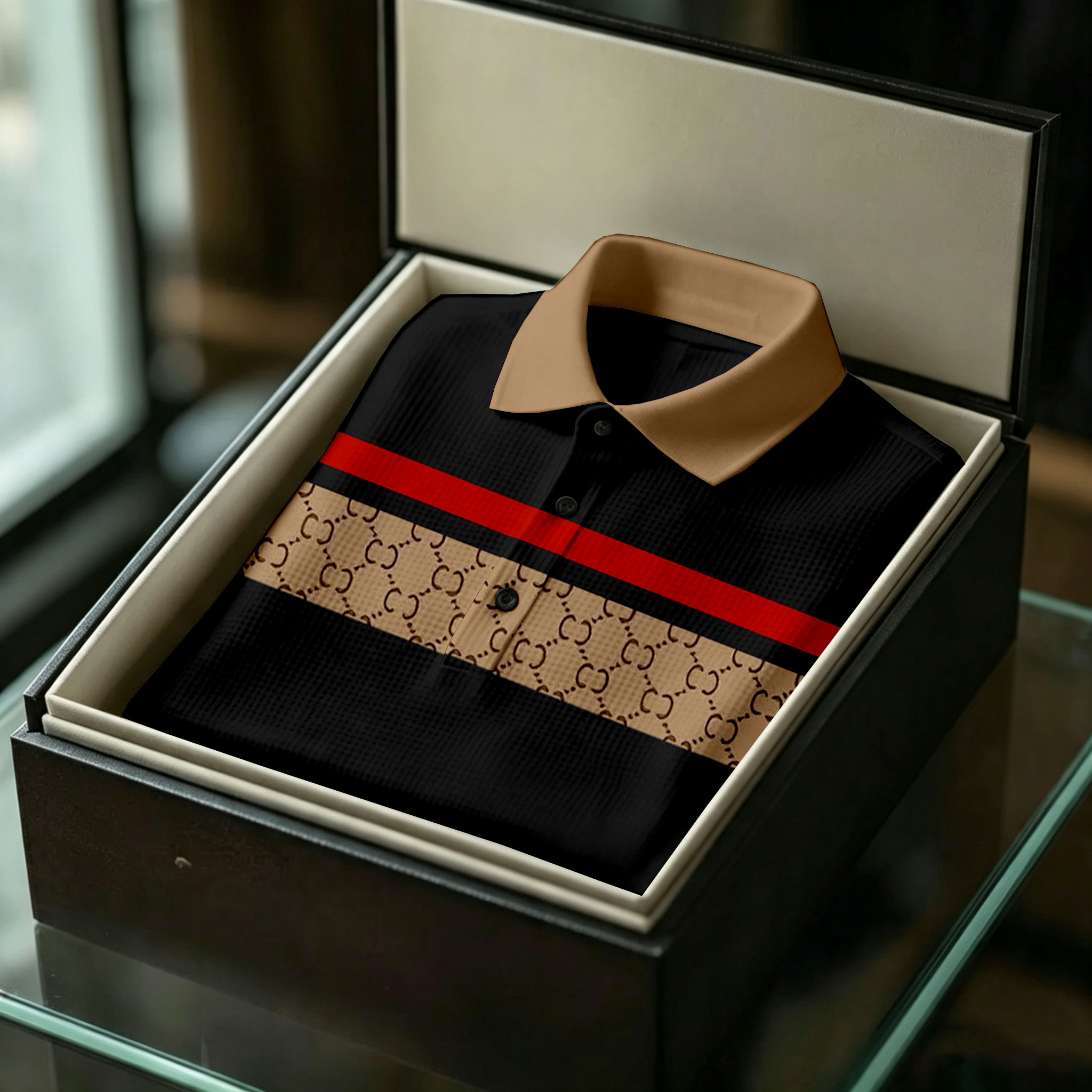 para hombre Color-Blocked a rayas de manga corta camisa polo