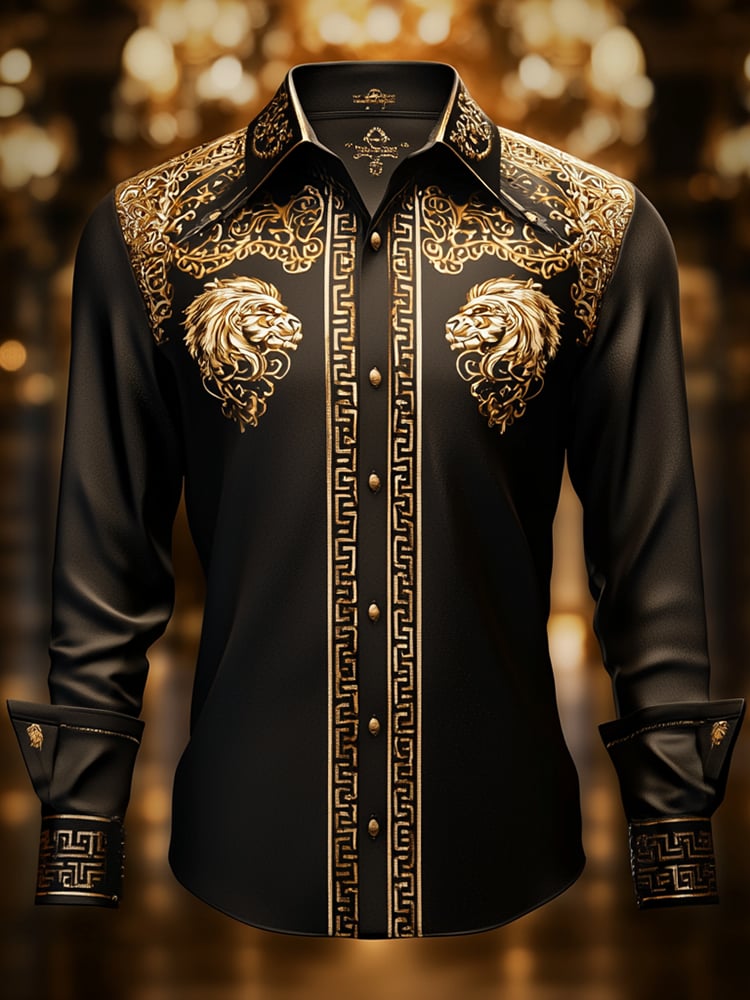 Camisa satén Luxe de manga larga con botones para hombre