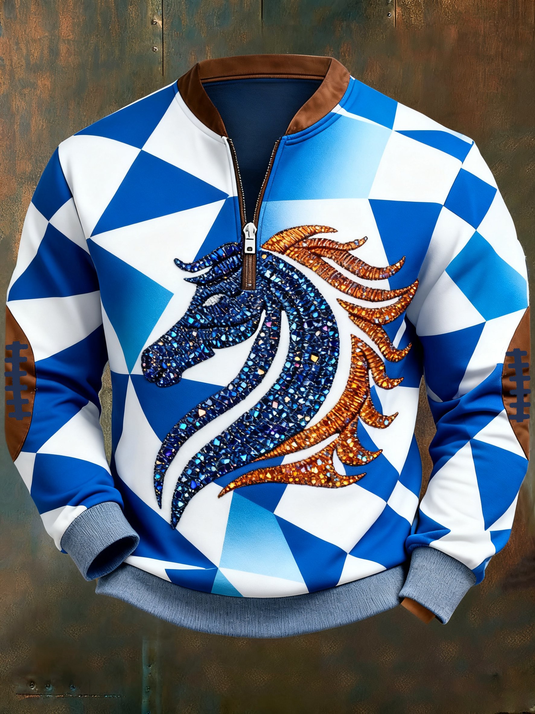 Sudadera Football geométrico en bloques de color estampado para hombre