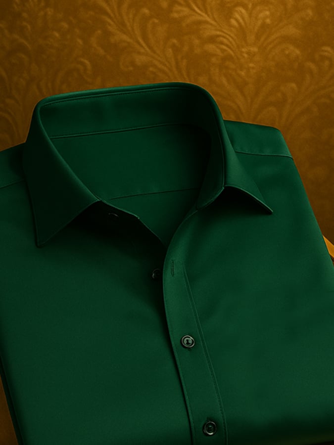 Camisa de moda ejecutivo de lujo satén de manga corta para hombre