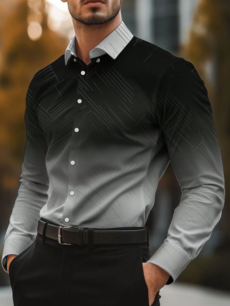 Camisa Street Style ejecutivo casual estampado de manga larga para hombre