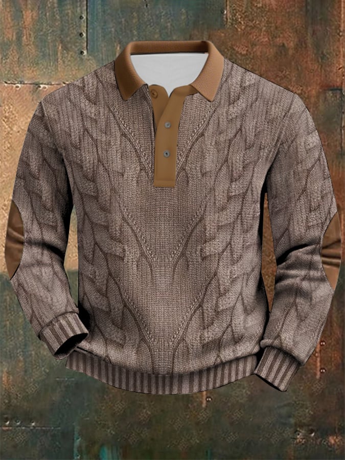 Sudadera Cable texturizado estampado casual para hombre