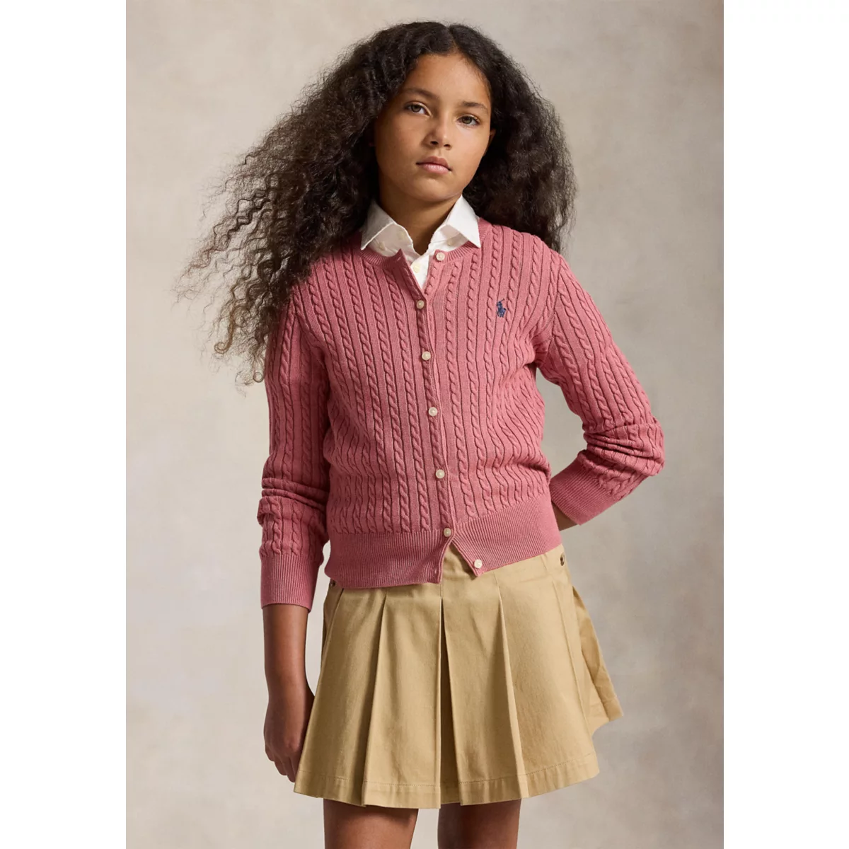 Girls 7-16 Mini-Cable Cotton Cardigan - 3