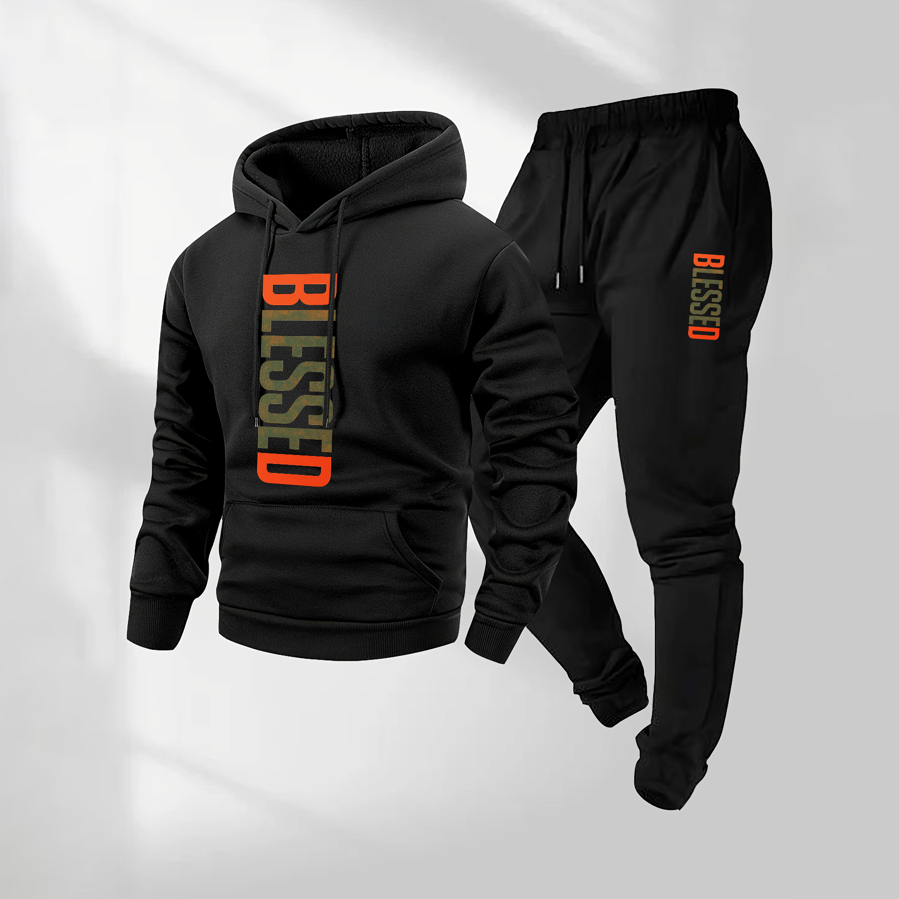 Sudadera con capucha Blessed Camouflage Pattern estampado and Drawstring Sweatpantalón Set, Menswear, casual Athletic de manga larga Hooded chaqueta & Trousers for Fall & Winter, Clothing for para uso diario Wear, Sportswear Indoor para exterior, Tracksuit, Athleisure para hombre