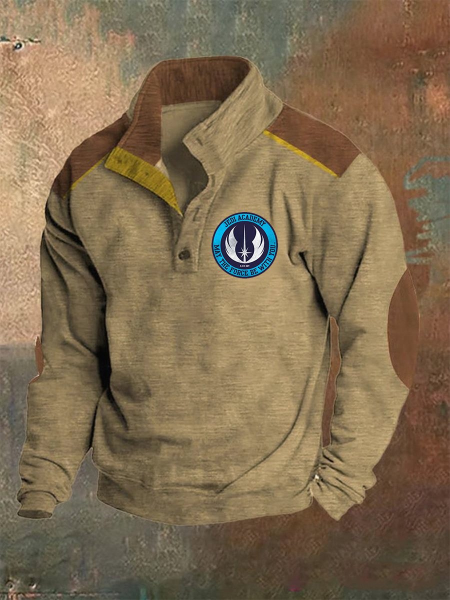 Sudadera retro Polo Neck Logo Button para hombre