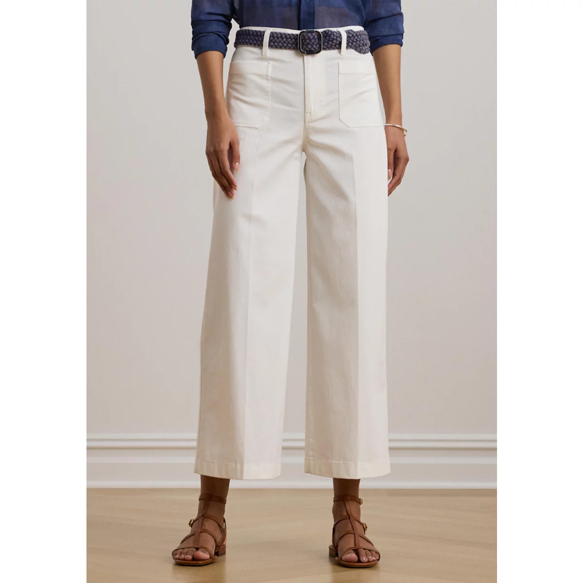 Petite Stretch Chino Wide-Leg Cropped Pants - 5
