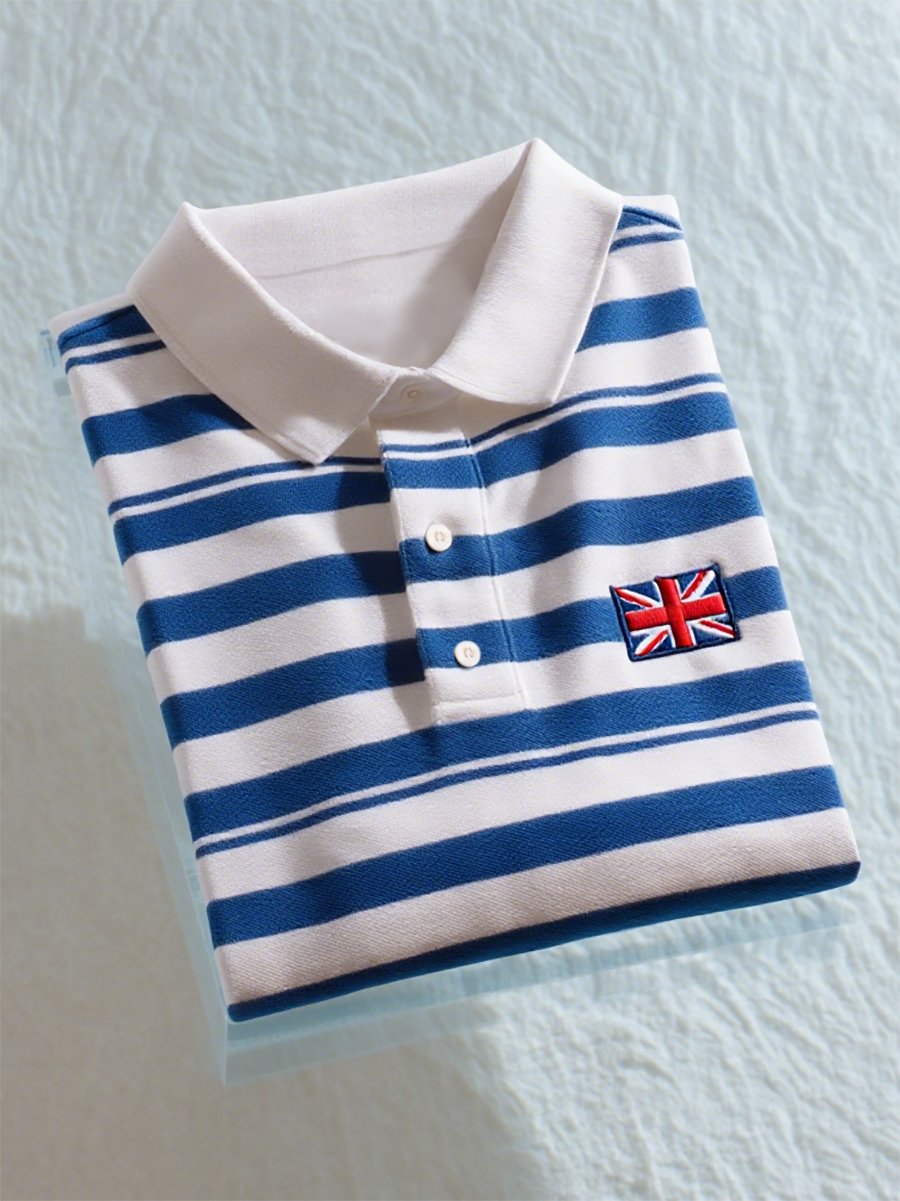 Camisa polo ejecutivo casual Union Jack Button de manga corta para hombre