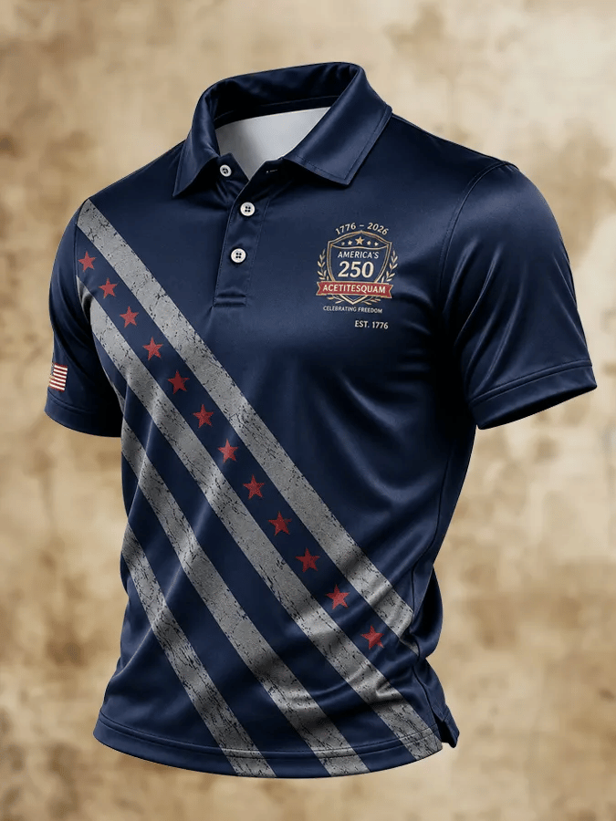 Camisa polo USA 1776-2026 estampado para hombre