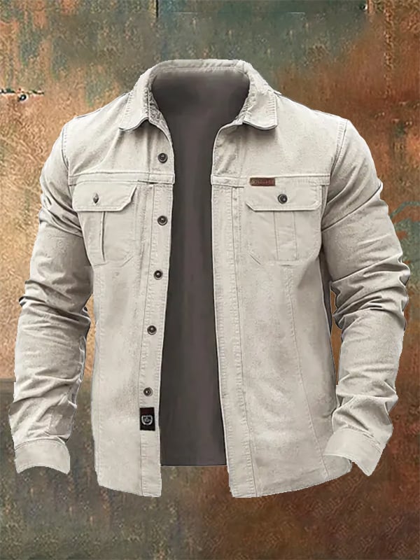 Chaqueta vintage para exterior Multi-bolsillo para hombre