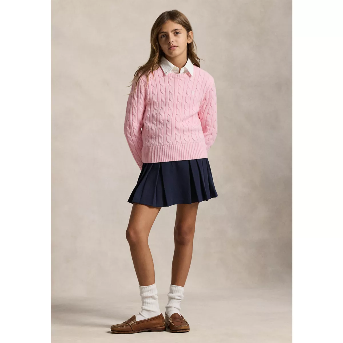 Girls 7-16 Cable-Knit Cotton Sweater - 3