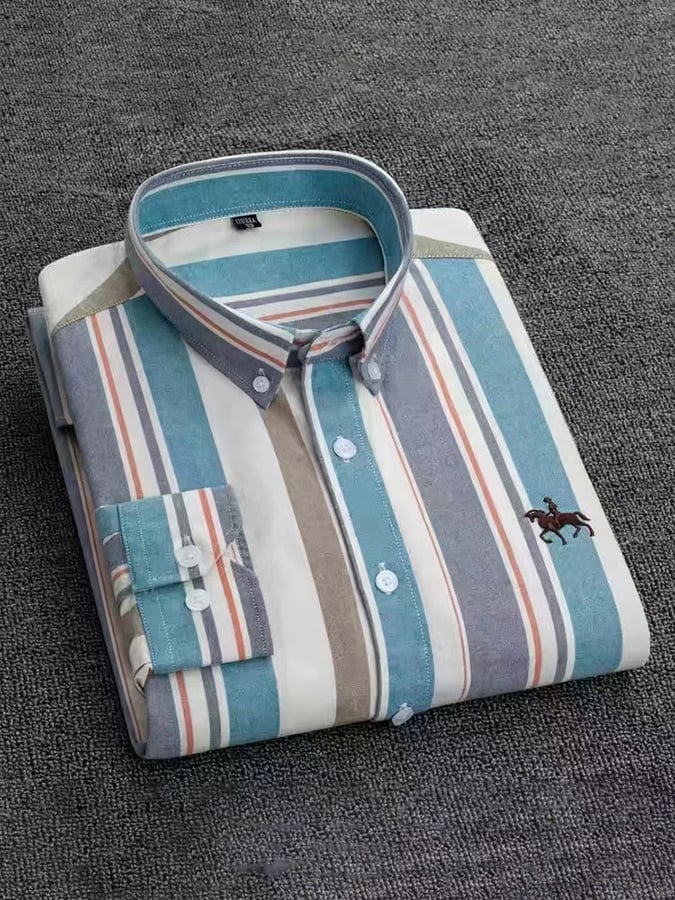 Camisa ejecutivo de algodón a rayas para hombre