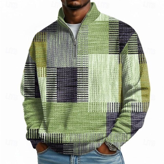 Sudadera geométrico a cuadros Waffle para hombre