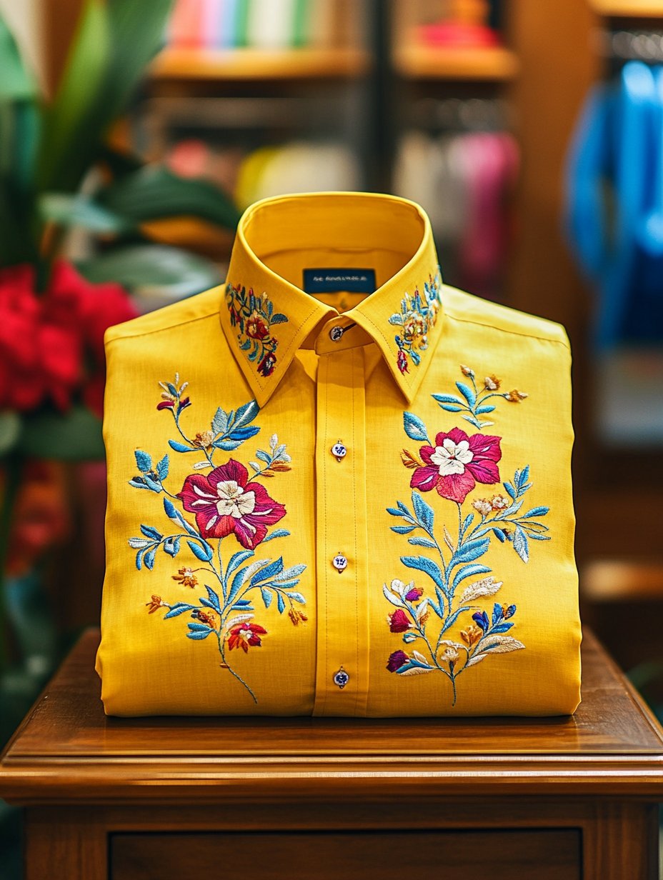 Camisa ejecutivo casual floral solapa de manga corta para hombre