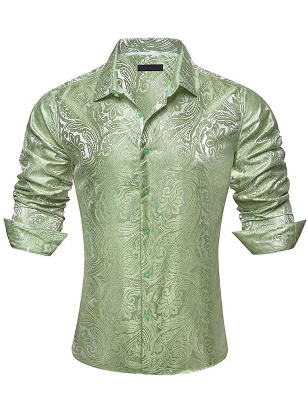Camisa satén Luxe de manga larga con botones para hombre