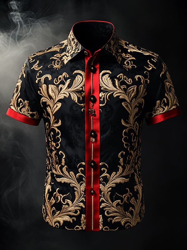 Camisa retro Gothic diseño de manga corta para hombre