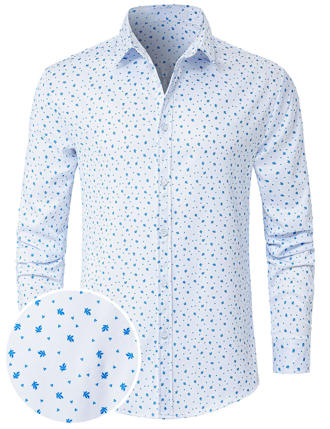 Camisa casual White estampado de manga larga para hombre