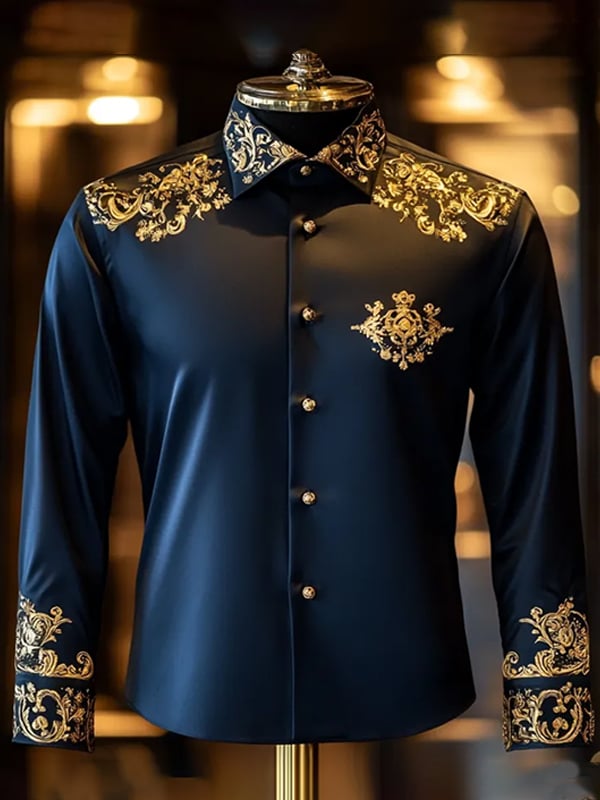 Camisa rayas estampado ejecutivo de manga larga para hombre