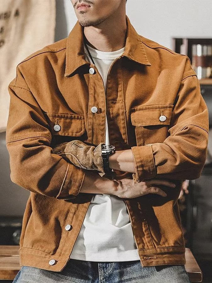 Chaqueta casual retro solapa para hombre