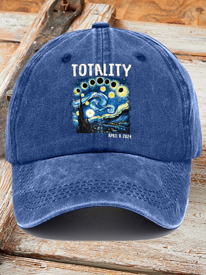 Gorras retro Starry Night & Totality Solar Eclipse Of April 8, 2024 estampado Baseball