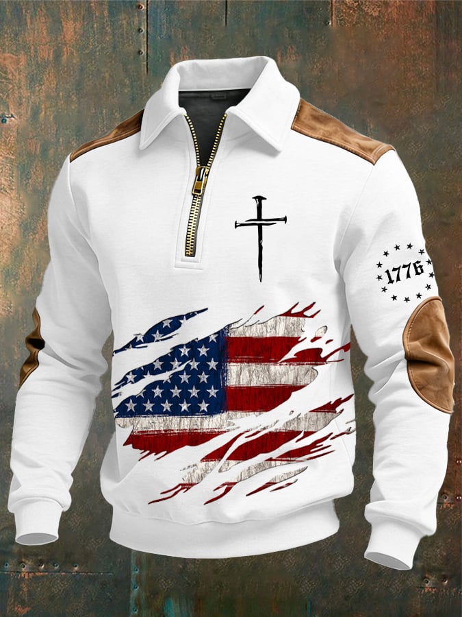 Sudadera vintage Faith Design estampado casual Zipper -Fast Shipping para hombre