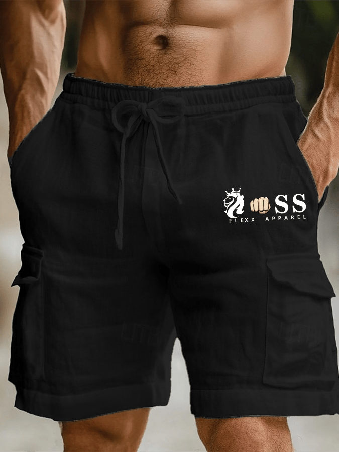 Shorts retro Letter estampado casual Cargo Bag para hombre