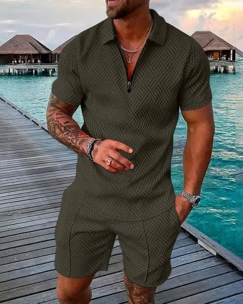 Camisa polo Suitmens para uso diario casual Collar Zipper Set 216 para hombre