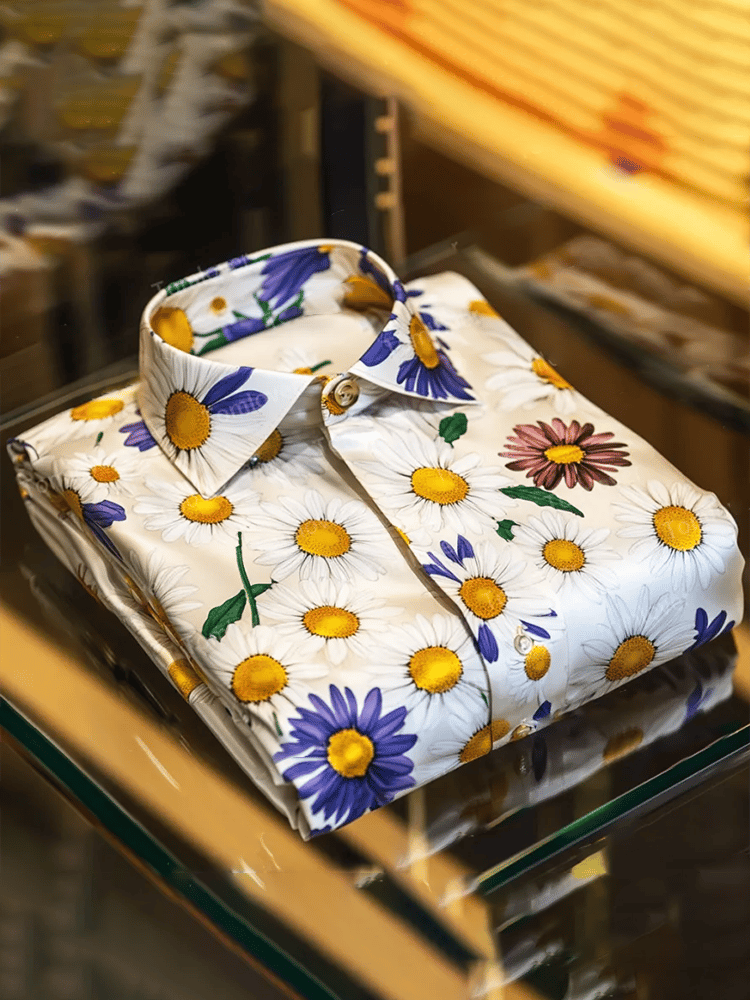 Camisa ejecutivo de lujo floral estampado de manga corta para hombre