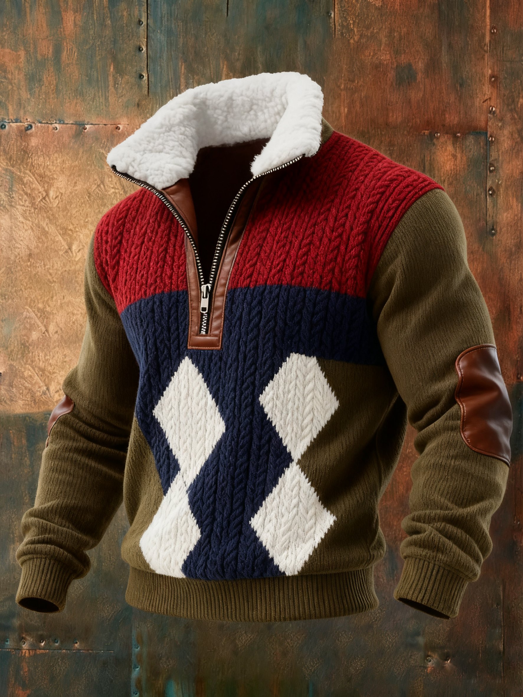 Sudadera geométrico estampado texturizado casual para hombre