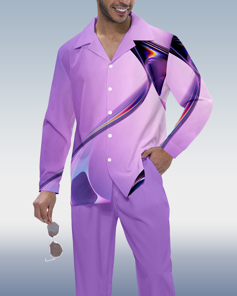 Camisa Purple Gradient estampado de manga larga Walking Suit 357 para hombre