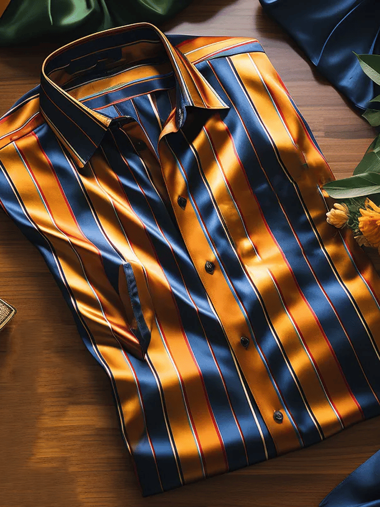 Camisa elegante Romantic a rayas de manga larga para hombre