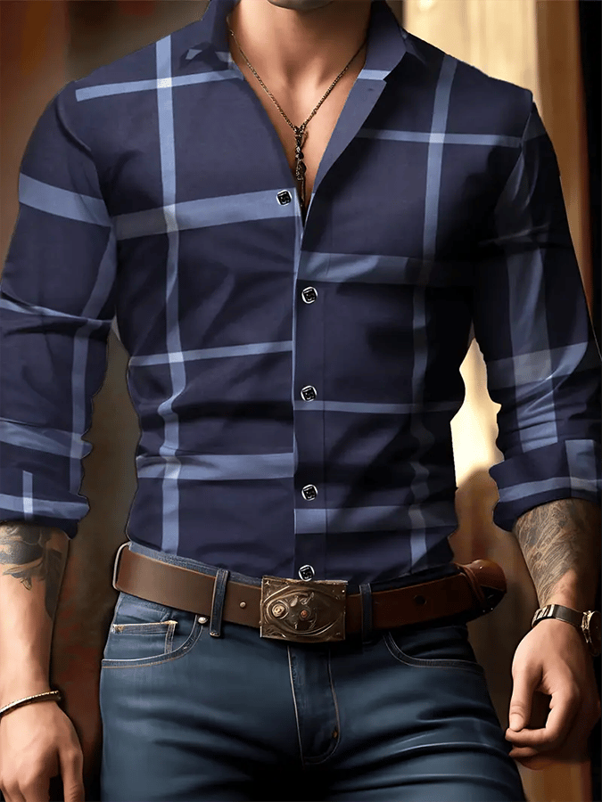 Camisa a cuadros ejecutivo casual para hombre