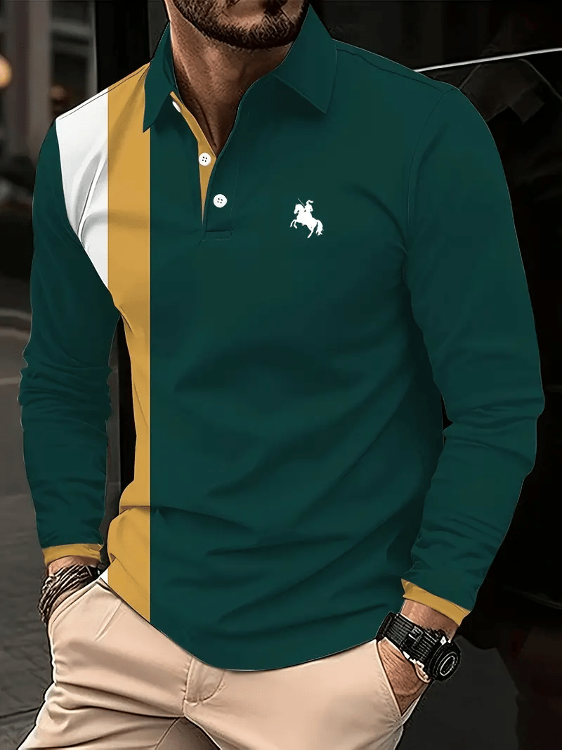 Camisa polo ejecutivo clásico rayas estampado Button para hombre