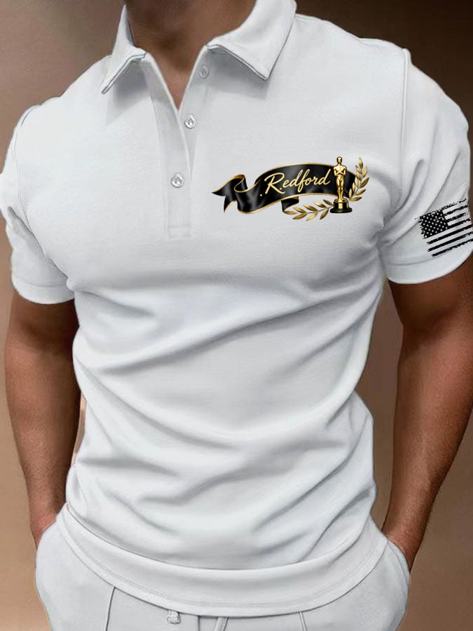 Camisa polo clásico ejecutivo Logo Button de manga corta para hombre
