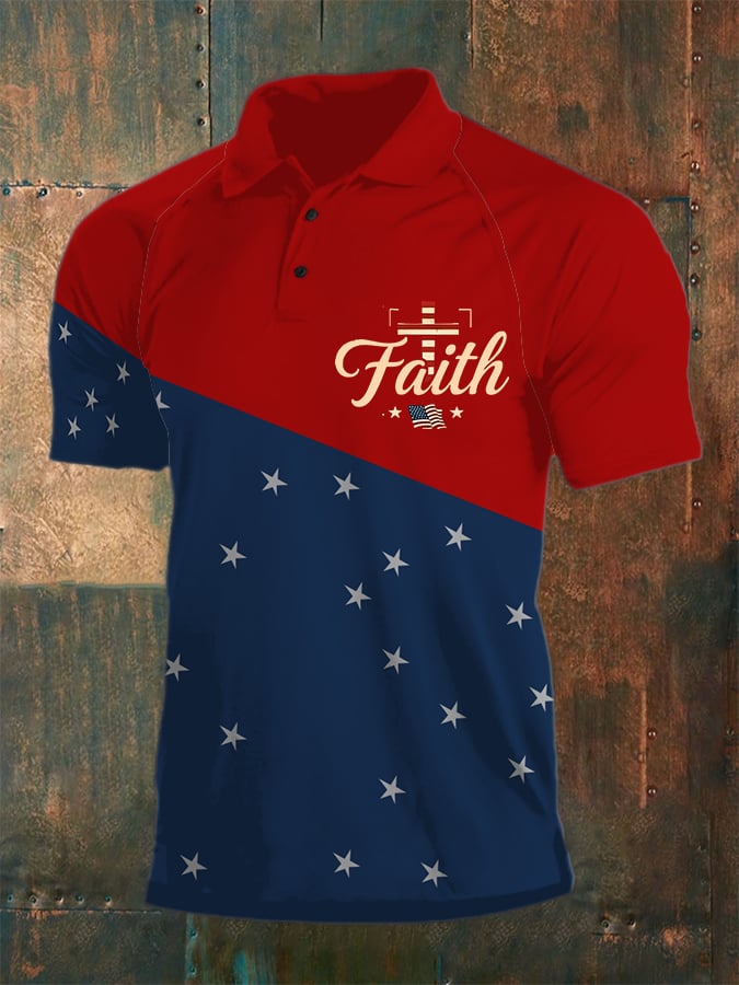 Camisa polo casual Faith gráfico estampado para hombre