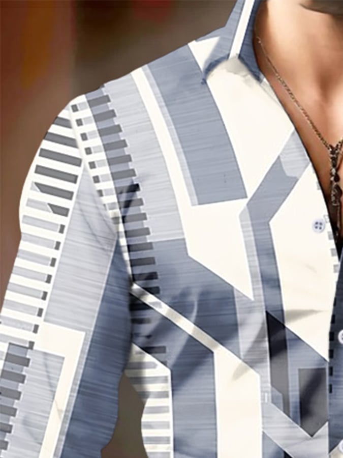 Camisa geométrico estampado ejecutivo para hombre
