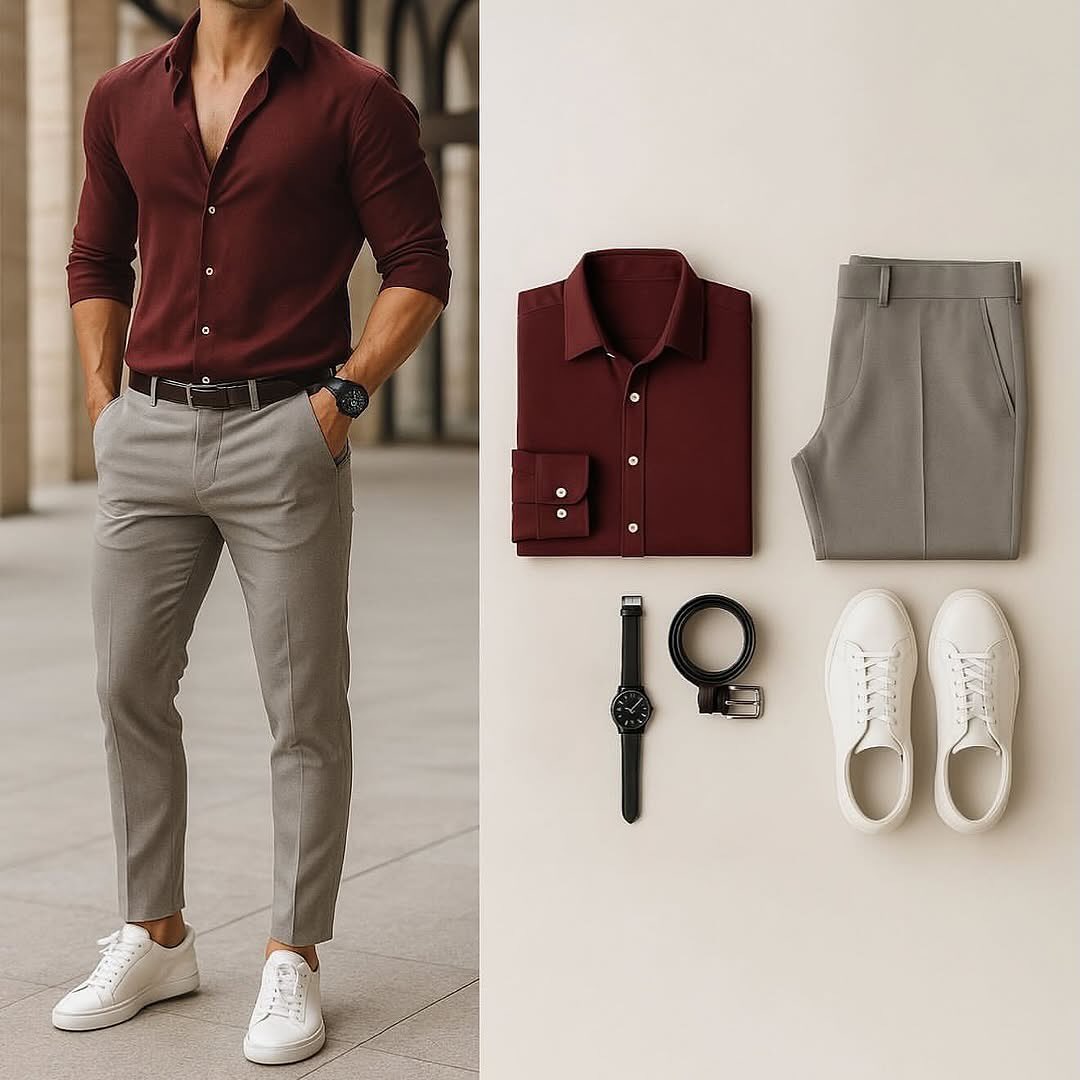 Conjunto de dos piezas ejecutivo casual Clarecamiseta And Trousers para hombre