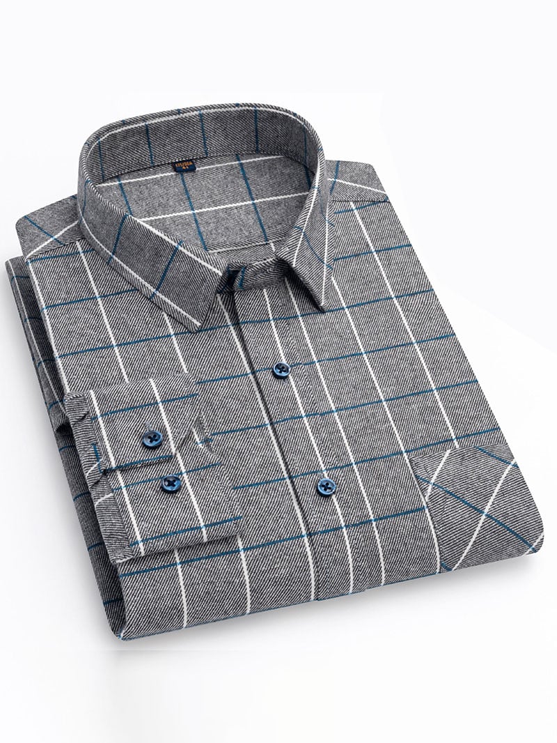 Camisa retro a cuadros de algodón para hombre