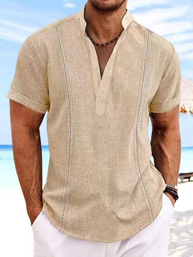 De color sólido casual Resorcamiseta para hombre